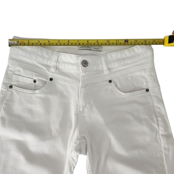 OUI Newport Slim White Jeans with Stripe Cuffs size 6 - Picture 13 of 16